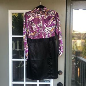 Kaiser Satin-y Dress Purple, White, and Black Size Medium
